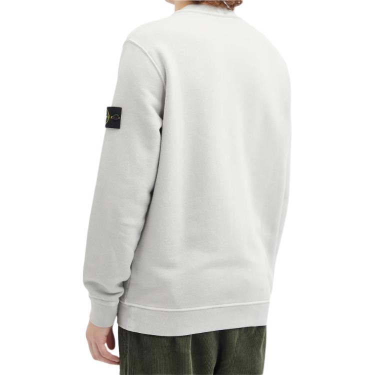 STONE ISLAND Logo Patch Crew Neck Long Sleeve Sweatshirt Men Sweatshirt Gray 811561241-V0160