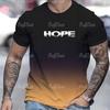 Oversized Tshirt Casual Men's T-Shirt Summer Hope fighting  Short Sleeved T-Shirts For Men 3d Word Printed Tops Men's Clothing