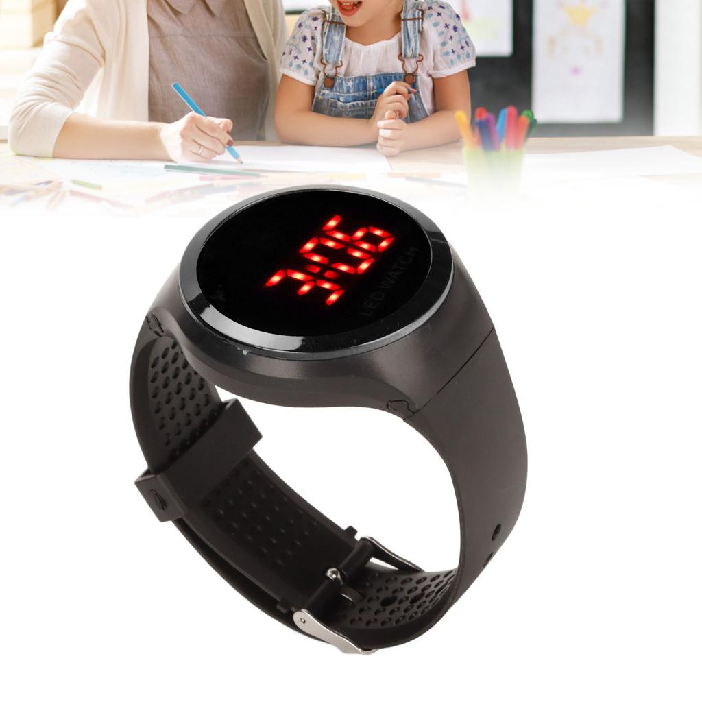 Children Digital Watch Student Fashionable Red LED Outdoor Sports Watch Birthday Gift for Daily Life Black