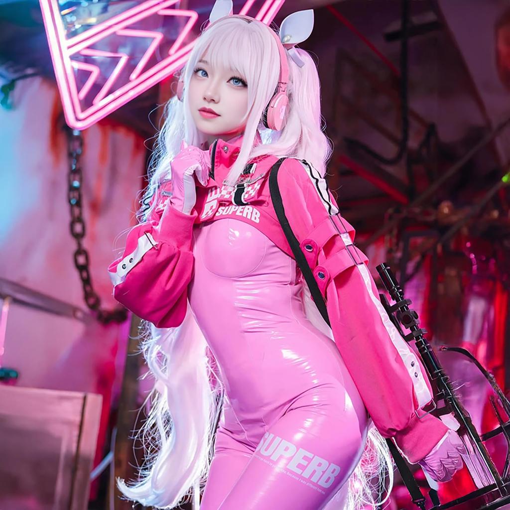 Milky Time Victory Goddess NIKKE Alice Cosplay Bodysuit Pink Halloween