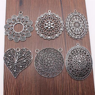 2pcs Charms Mandala Pattern For Jewelry Making Jewelry Findings Accessories Antique Silver Color Mandala Charms Pendant