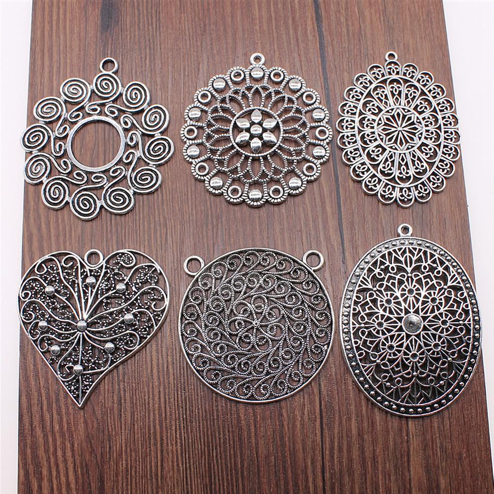 2 Stück Charms Mandala Muster Für Schmuckherstellung Schmuckzubehör Zubehör Antik Silber Farbe Mandala Charms Anhänger