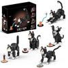 5-In-1 Cat Tuxedo Kitten Building Blocks Set Cute Cat Model Collectible Building Toy, Gift For Children Adults And Animal Lovers