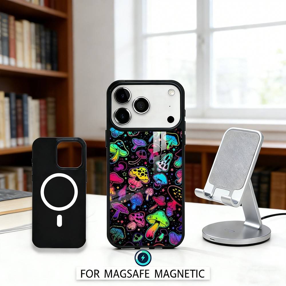 P-Psychedelic C-Colored M-Mushroom Phone Case For iPhone 17,16,15,14,13,12,Pro,Max For Magsafe Magnetic Wireless Charging
