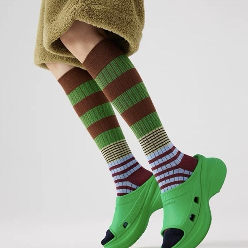 Damen Kniestrümpfe, Modische Gestreifte Strümpfe Cosplay Oberschenkelhohe Strümpfe Schlauchsocken Gestreifte Lange Stiefelsocken