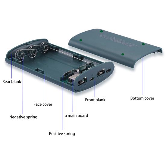 Dual USB Output Overcharge Overcurrent Protection Battery Indicator Solderless Power Bank Shell 3x18650