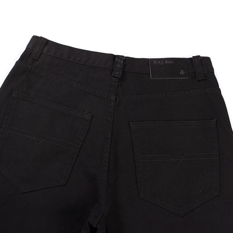 2024 Plus Size Men's Wide Leg Solid Color Denim Skateboard Pants - Spring/Autumn Loose Fit, Hip Hop Style