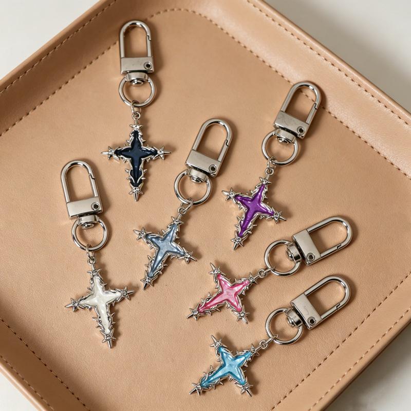 INS Style Versatile Zinc Alloy Cross Keychain Pendant Jewelry Gift for Women - Bag Charm & Best Friend Accessory