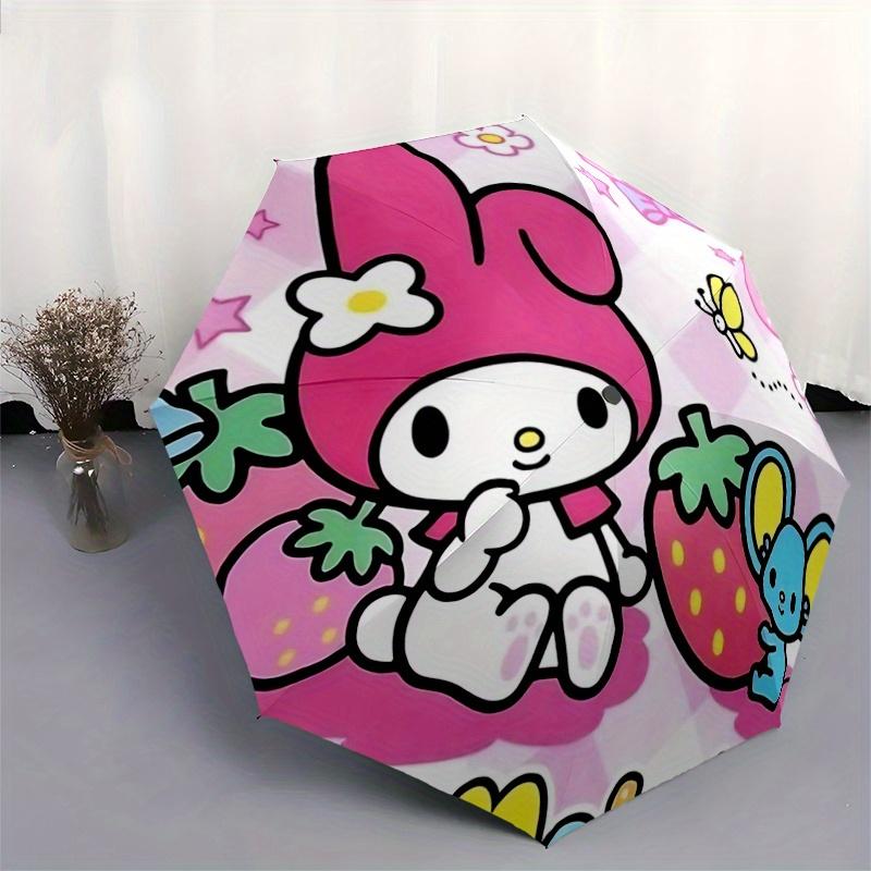 1pc My Melody Strawberry and Mouse Automatic Opening and Closing Umbrella - Suitable for Various Occasions, Outdoor Activities, Lightweight and Durabl