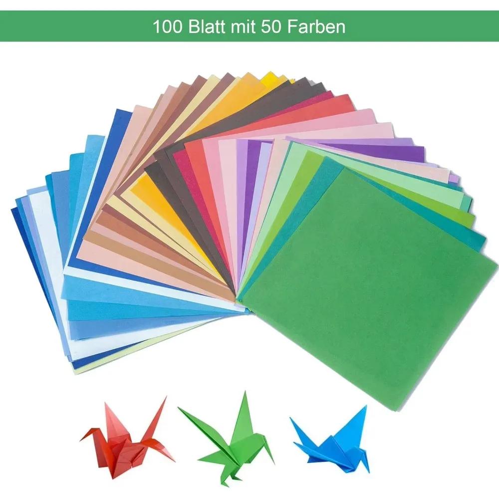 100 ks čtvercového origami papíru jednobarevný oboustranný skládací 20x20cm papír s 8mm oky pro děti ruční výroba DIY scrapbooking řemesla