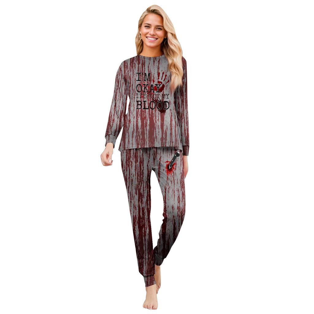 Print Cute Family Set Pajamas, Home Clothes, Family Set Long Sleeve Top Pants Set