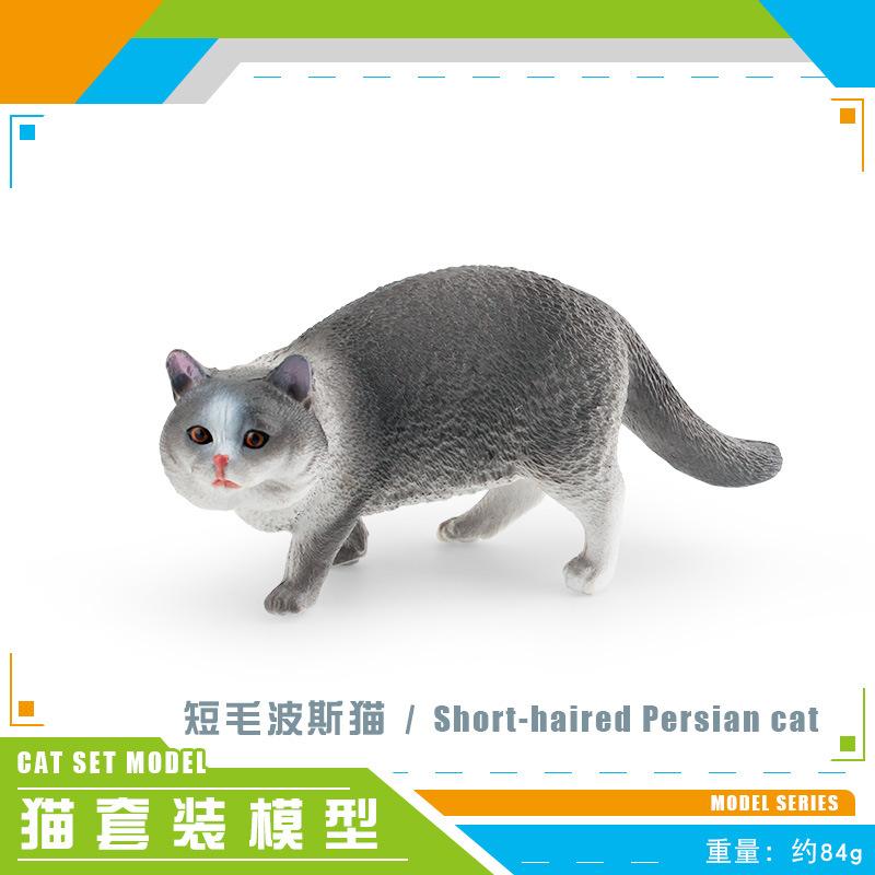 Export Simulation Shorthair Persian Cat Hairless Cat Model Children'S Cognition Pet Cat Desktop Static Ornament
