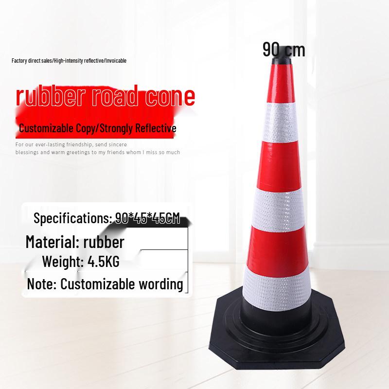 Reflective Rubber Traffic Cone: 70cm Triangular, 90cm Highway, Square, Cone-Shaped Barrel, Lifting Ring
