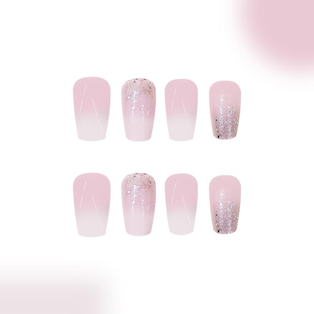 Τετράγωνο Πίεση σε Νύχια Γαλλική Άκρη Ψεύτικα Νύχια Κόλλες σε Νύχια Γκλίτερ Τεχνητά Νύχια