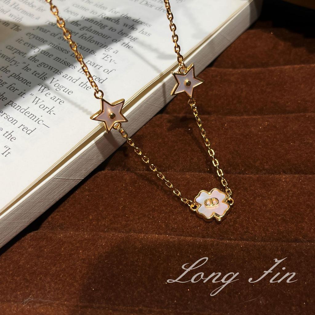 Vintage High Version Star Four-Leaf Clover Fritillary 20 Set Necklace Bracelet Earrings Antique Necklace