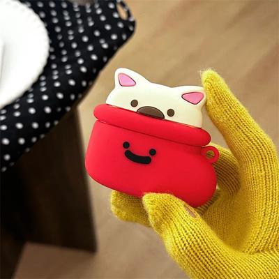 Para Estuche de Airpods, Estuche de Perro Calcetín Rojo Para Estuche de Airpods Pro, Cubierta de Silicona Suave para Auriculares Para Estuche de Airpods Pro 2 Para Niñas/Mujeres