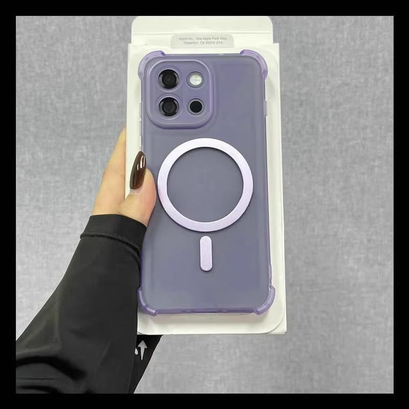 

Для Magsafe Ударопрочный чехол с воздушной подушкой для беспроводной зарядки для OnePlus 13 13T 13R 1+ ACE5 Pro Прозрачная магнитная защитная крышка для телефона OnePlus 13T фиолетовый