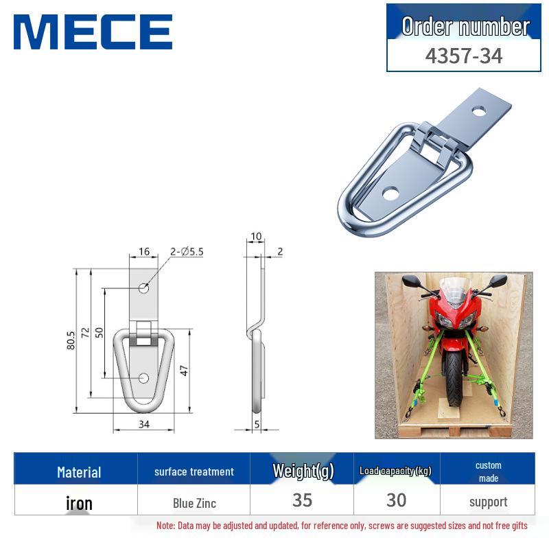 Heavy Duty D-Ring Truck Bed Tie-Down Hook with Triangle Latch