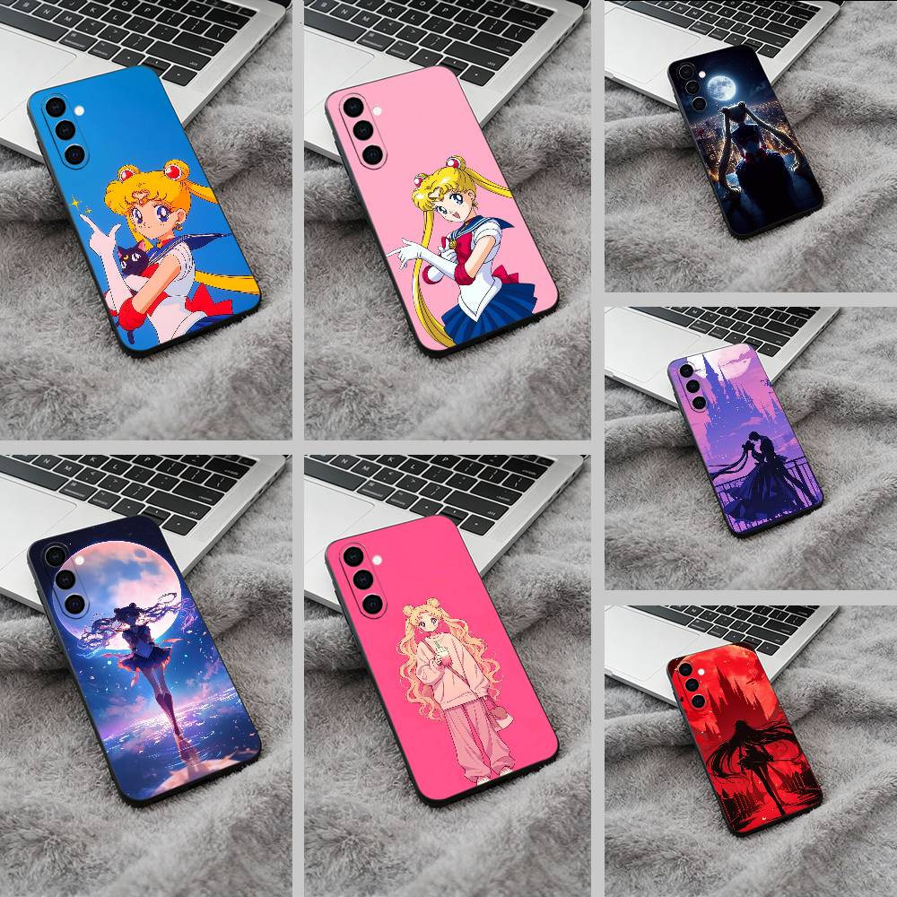 Sailor M-Moon-Usagi Tsukino Soft Silicone phone Case for Samsung Galaxy A73/A71/A72/A70/A53/A52/A51 - Black