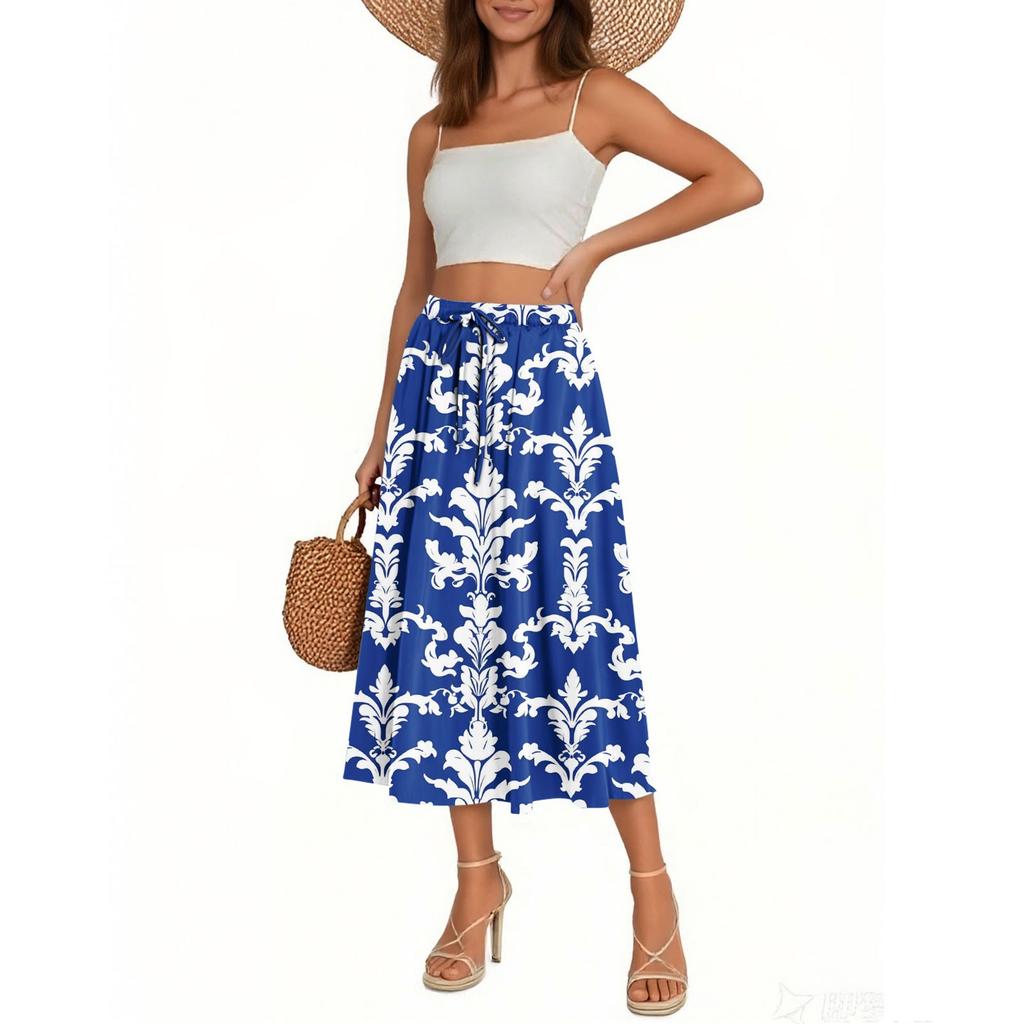 Women's Skirt Bohemian Skirt Floral Print Casual Temperament Pocket Skirt