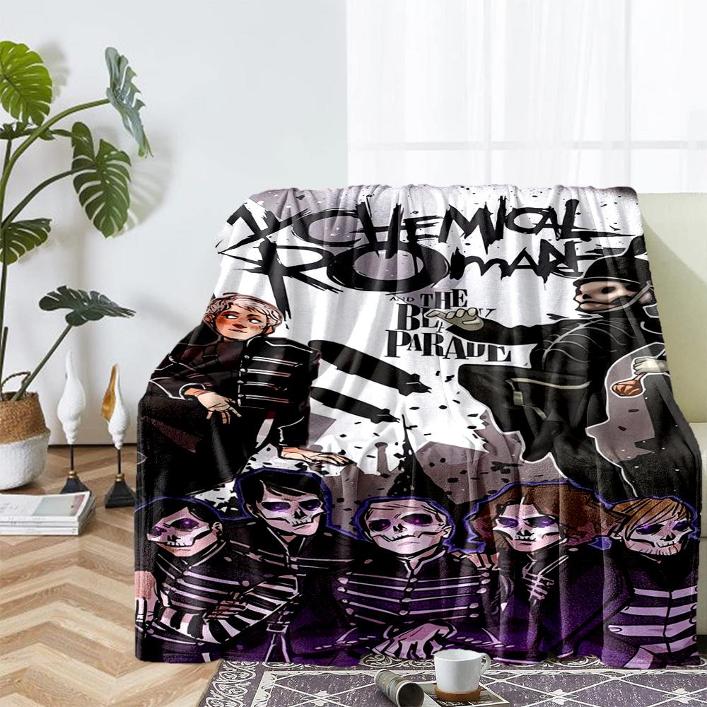 My Chemical Romance Theme Printed Blanket - Perfect for Couch, Bed, Travel & Outdoor Use | Machine Washable, Cozy & Durable.