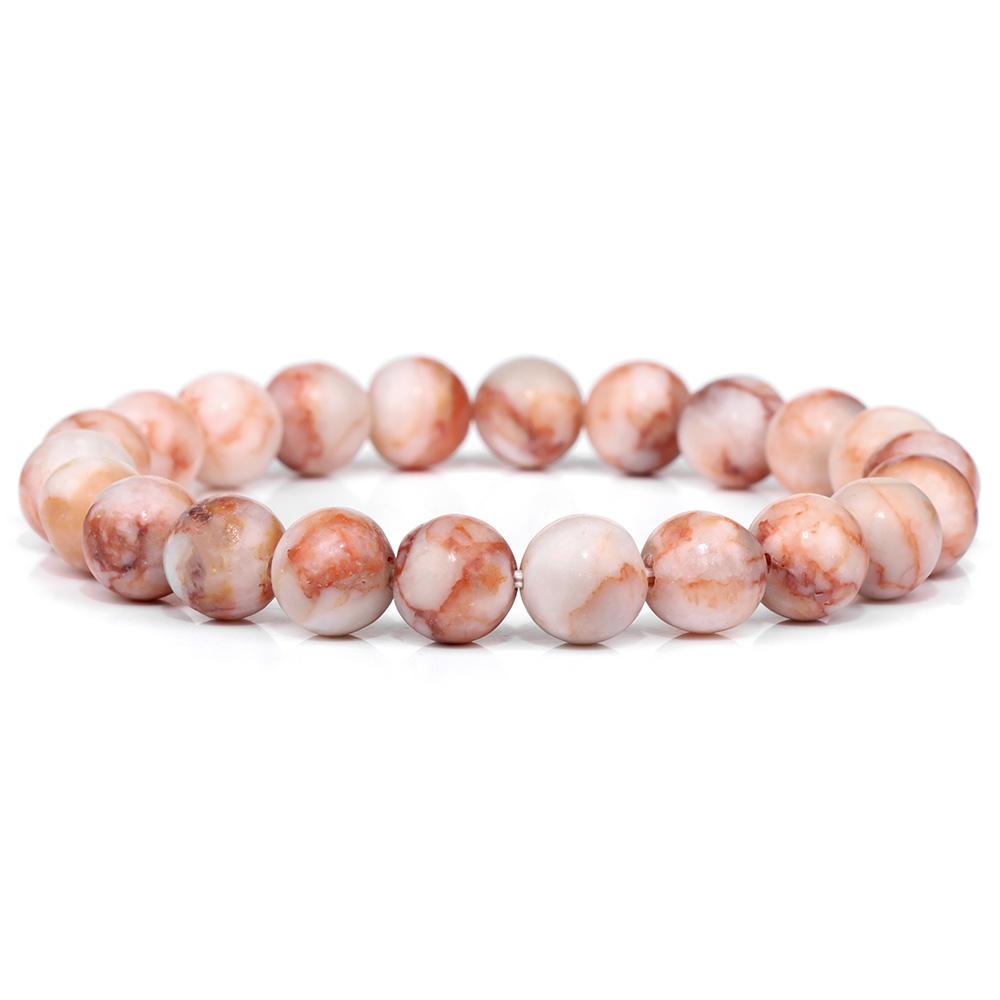 Fashion Natural Stone Pink Angelite Beads Bracelet 8mm Sunstone Beaded Energy Yoga Bracelet Jewelry for Women Handmade Gifts