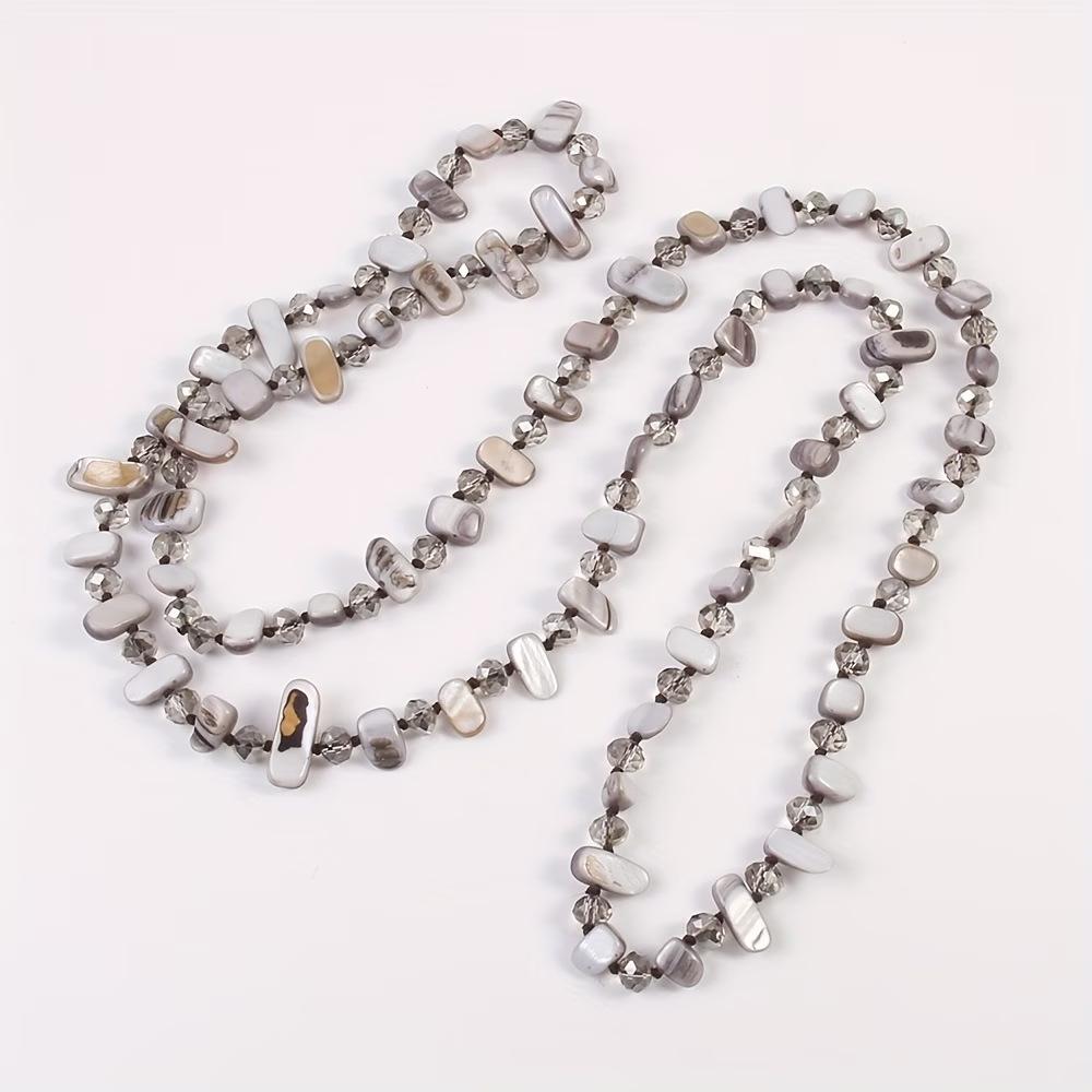 Long Beaded Shell Necklace Clothes Crystal Color Multi-Layer Accessories Holiday Necklace