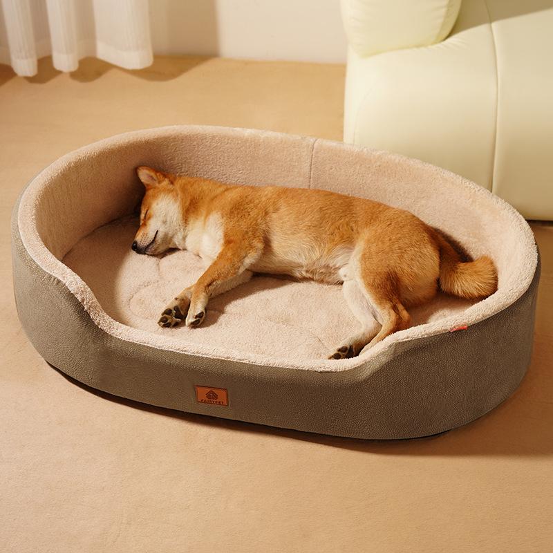 Cama para Cão de Tecido Oxford: Ninho Oval Quatro Estações para Animais de Estimação
