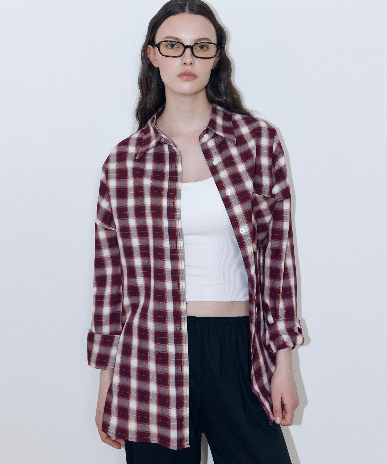 Lady Volume Classic Check Shirt (Red) Red/Free