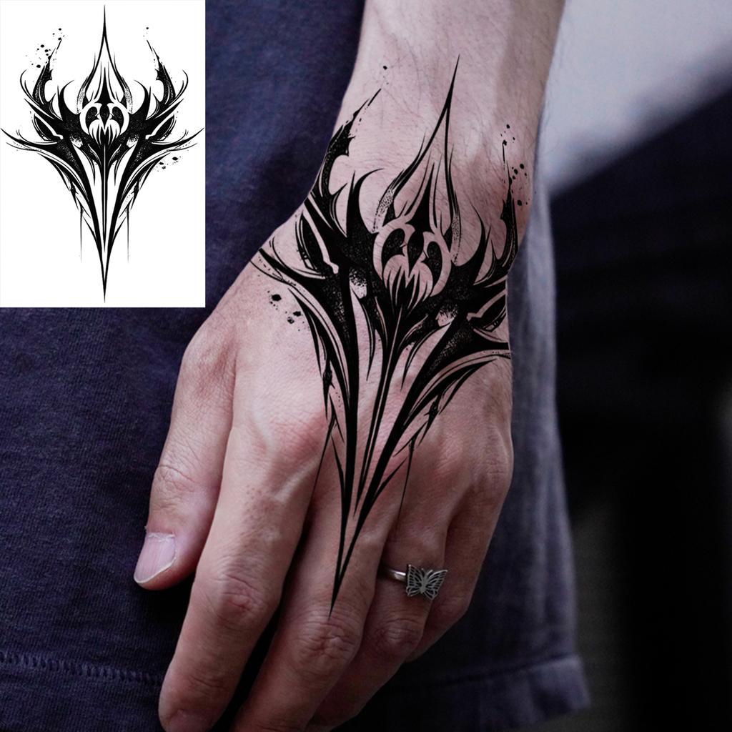 1 Sheet Halloween Cross Moth Wings Temporary Tattoos For Adult Hands Neck, Temp Fake Tattoo Sticker Long Lasting Realistic Tatoo