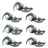 Diamond Decorated Half Face Mask Elegant Feather Accent Masquerade Mask Mysterious Peacock Feather Mask Costume Party