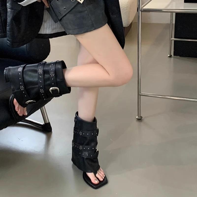 Clip Toe New Women Fashion Boots Belt Buckle Chunky Heel Retro Boots Lightweight Comfortable Fashion Short Boots Commuter Shoes