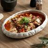 Rock Texture Ceramic Main Dish Plate Kitchen Household Pasta Steak Dish Plate Creative Pure White Characteristic Tableware