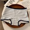 Plus Size Ladies Spring and Autumn Fun Dachshund Dog Stripe Preppy Cotton Extended 10A Antibacterial Flat Angle Briefs