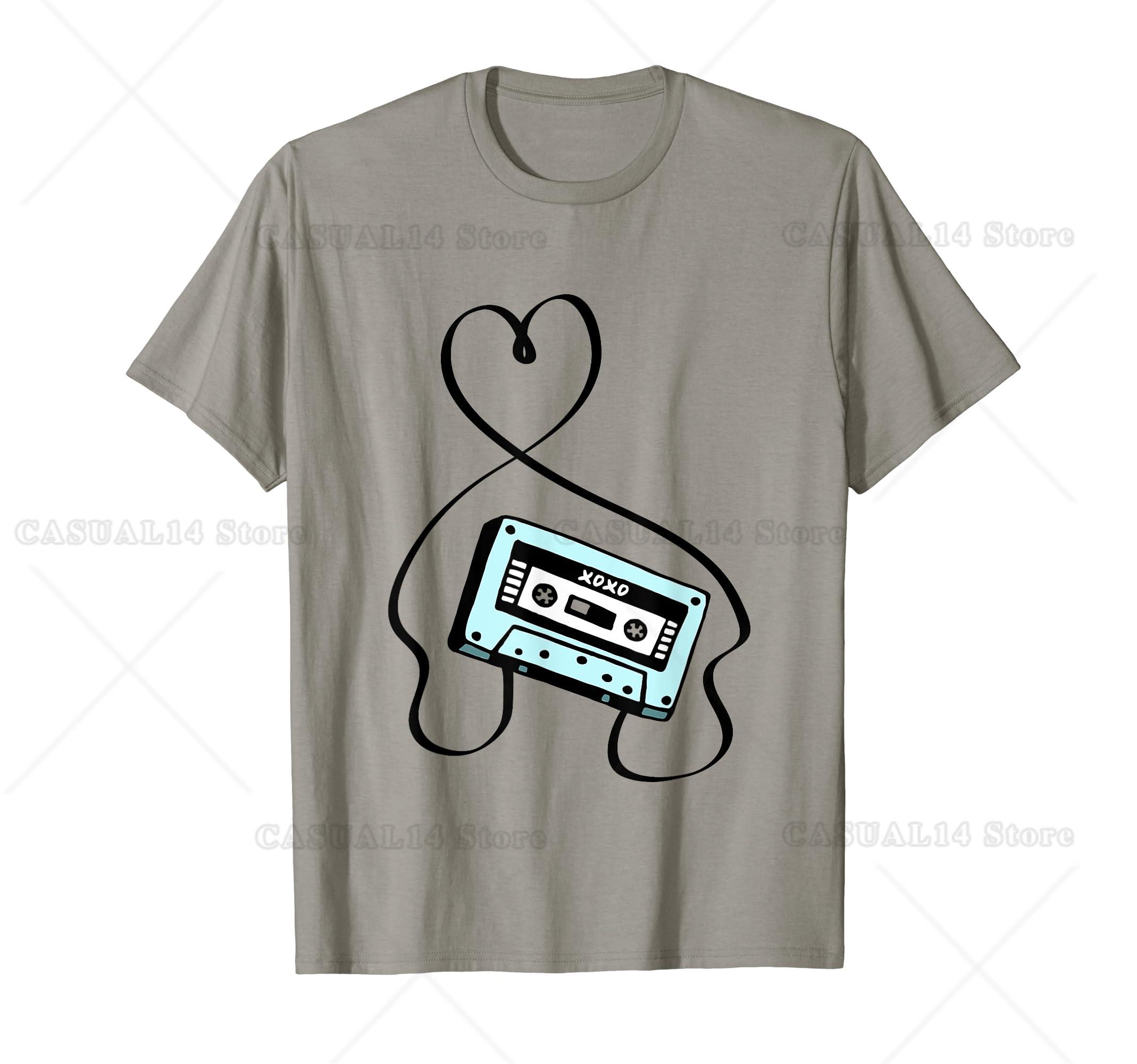 Retro 80s Mix Tape Valentines Day T-Shirt 90s Cassette Heart 4XL