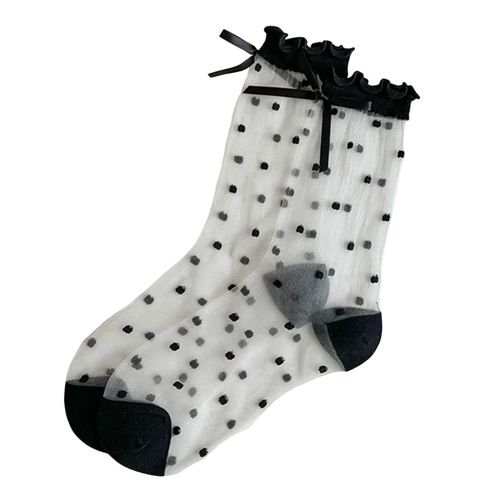 Girls Sheer Polka Dot Ankle Cute Ultrathin Transparent Mesh Socks See Through Elastic Princess Socks for Summer