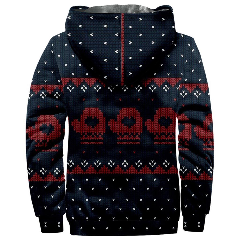 Men's Christmas Print Jacket Men's Spring And  Casual Trend Zipper Hooded Jacket
