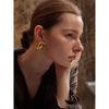 Yhpup 316L Stainless Steel Texture Waterproof Stud Earrings for Women Prevent Allergy Gold Color Creative Trending Jewelry Gift