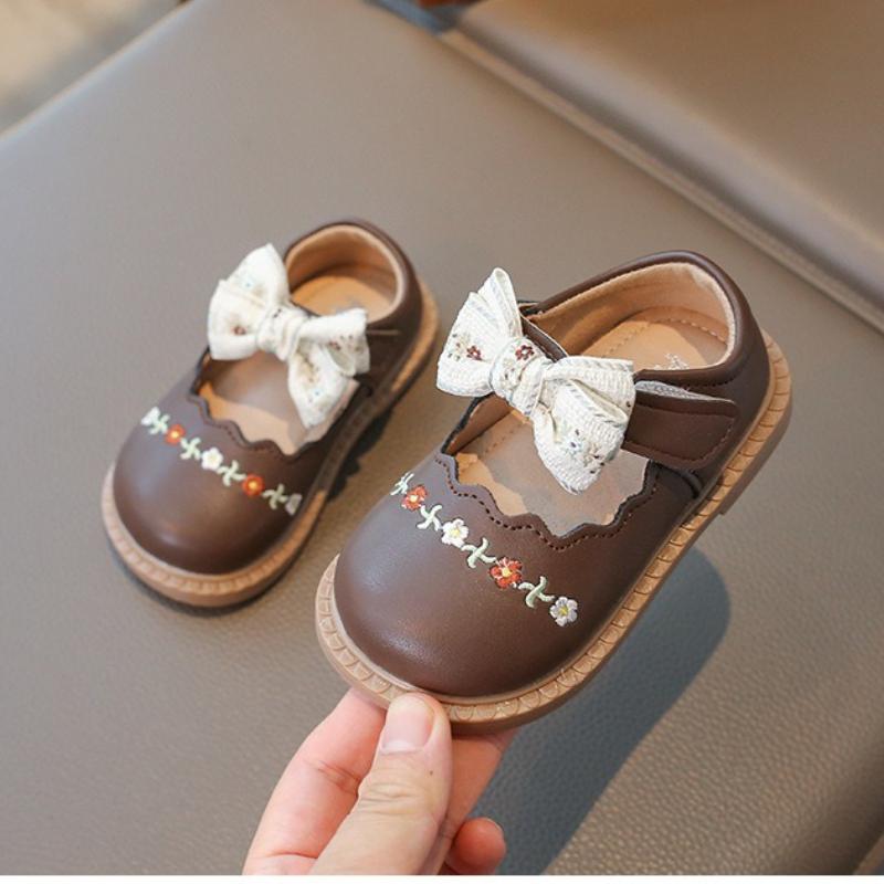 

Retro Baby Shoe 2025 Autumn 0-3Y Princess Shoe Soft Sole Walking Shoe Butterfly Kid Shoes Fashion Gril Shoes Kid Leather Shoes 18insole13.5cm коричневый
