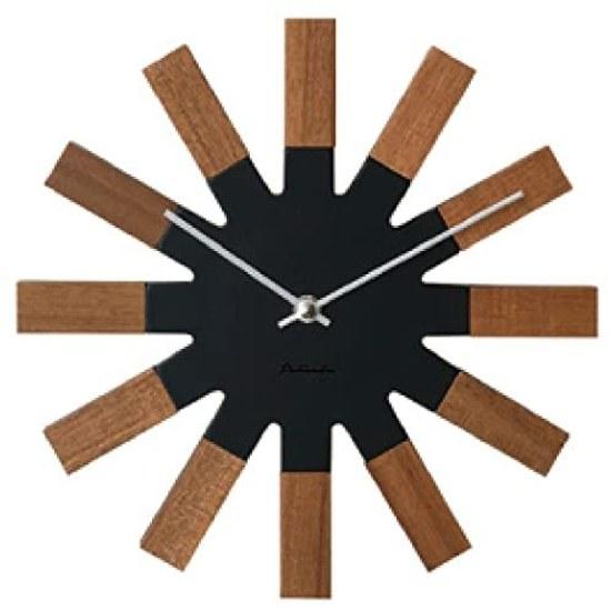 Interform Wall Clock CL-2949BK Vierco Black Nordic Wood W25H25D2.5cm Sweep Movement Silent