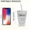 Foldable Glass Jar with Lid and Straw, Reusable Ice Coffee Cup, Perfect for Iced Tea Juice Water,Durable and Eco-Friendly Design