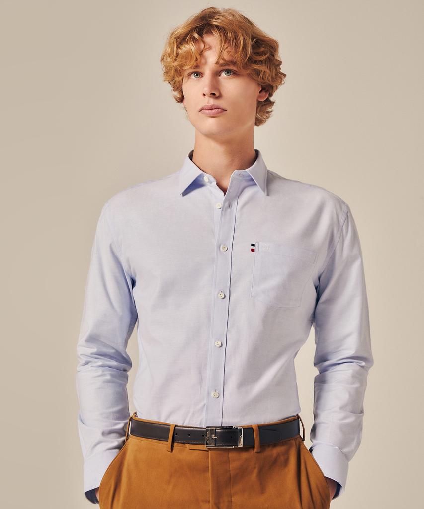 S.T. DUPONT CLASSICS Oxford Tricolore 953 New Casual Fit Shirt Blue Se4Fm22Ls953Sbu
