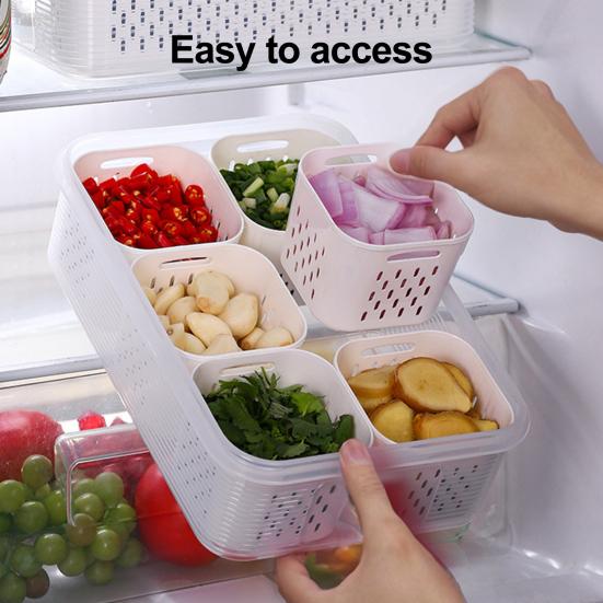 Food Storage Box Divided Snack Serving Tray with Lid BPA Free 6 Compartments Snack Box Portable Storage Organizer