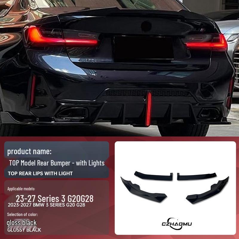 Rear Diffuser with Lights for 2023-2027 BMW 3 Series G20/G28 – Modified Exterior Tail Lip Decoration