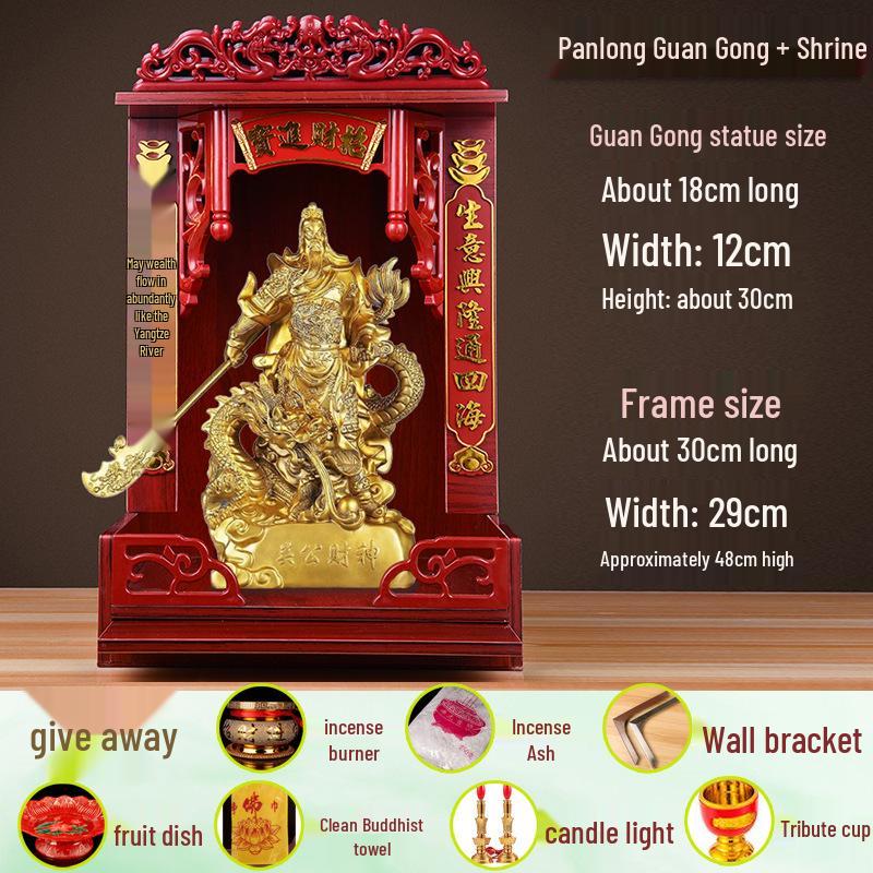 Guan Gong God of Wealth Statue - Attracts Prosperity, Worship Niche Decor.
