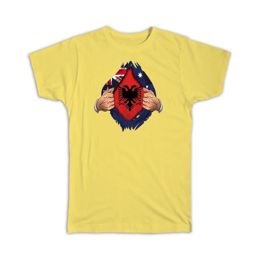 Gift T-Shirt : Albania Australian Flag Albanian Chest 4XL