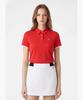Meonsingweeo Women'S Fine Ribbed Collared T-Shirt Red Mr122Lts31