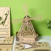 Handmade 3D Wooden Windmill Puzzle Toy