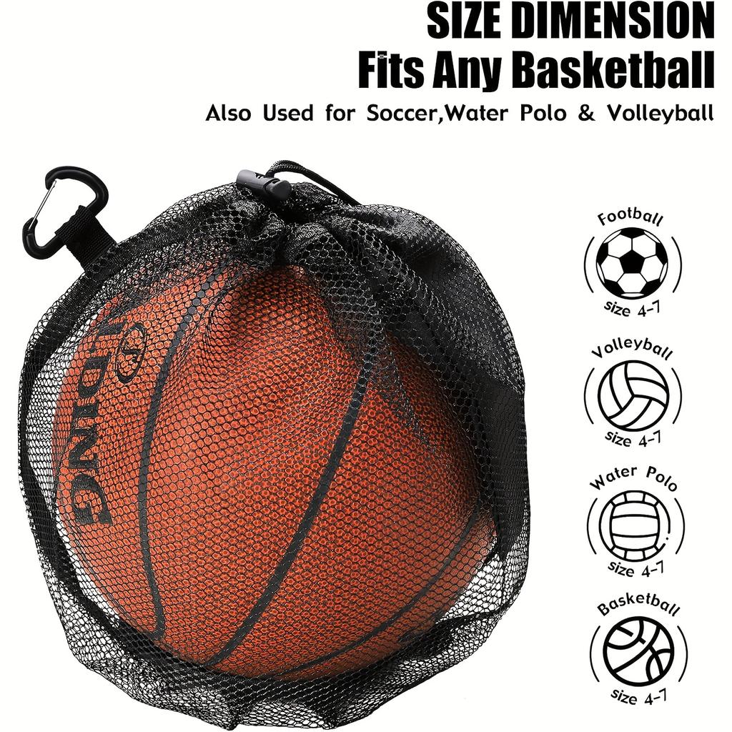 High-Quality Drawstring Sports Ball Net Bag Portable Foldable Storage Bag for Basketball Soccer Volleyball Water Polo (Bag Only)