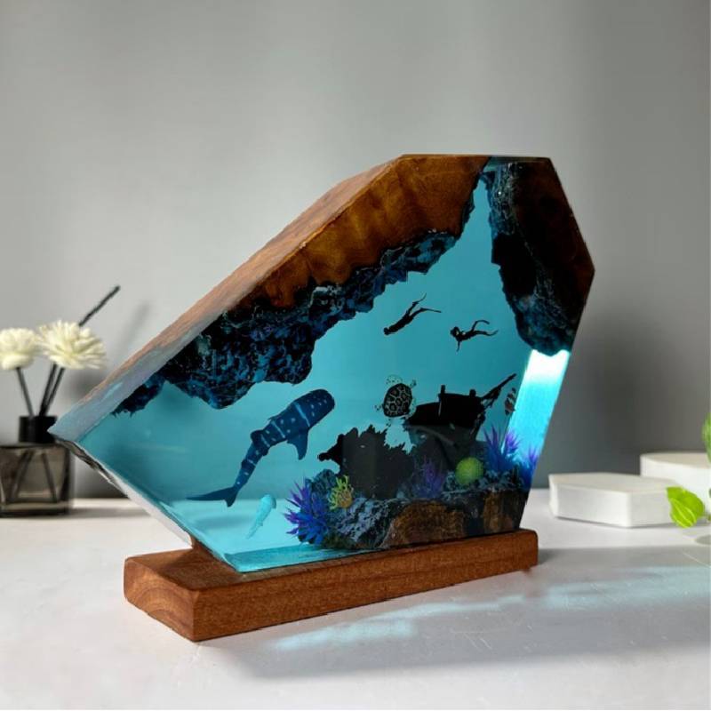 Underwater Resin Lamp Whale Turtle Night Light Home Office Decor Gift For Kids